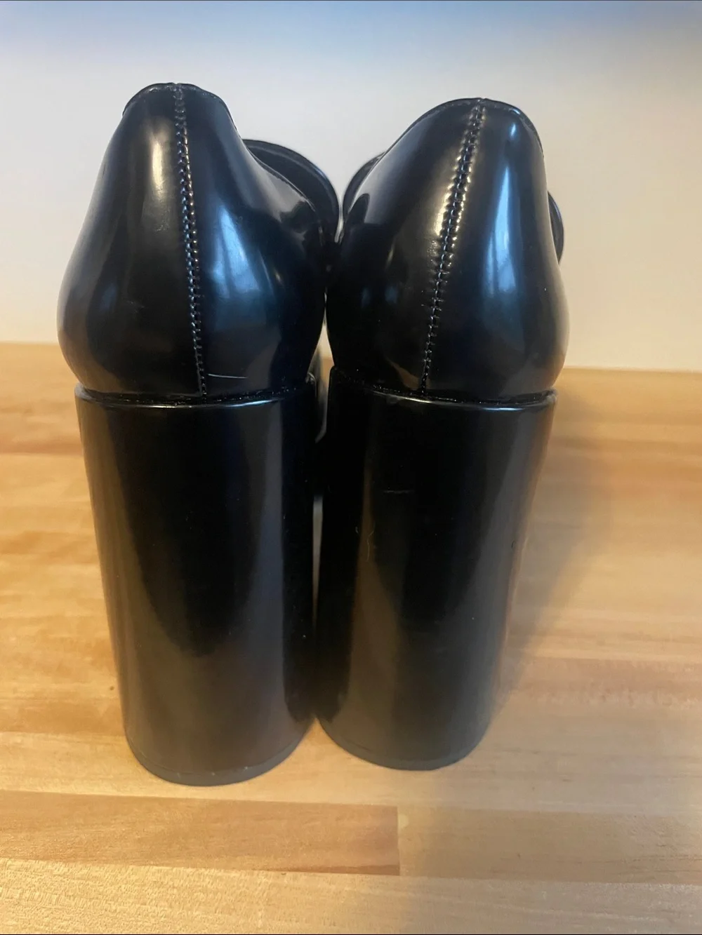 Forever 21 Black Patent Platform Penny Loafers